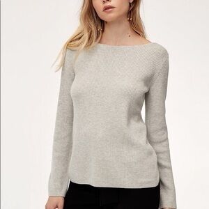 Dark Gray Ribbed Boatneck Babaton (Aritzia) Sweater